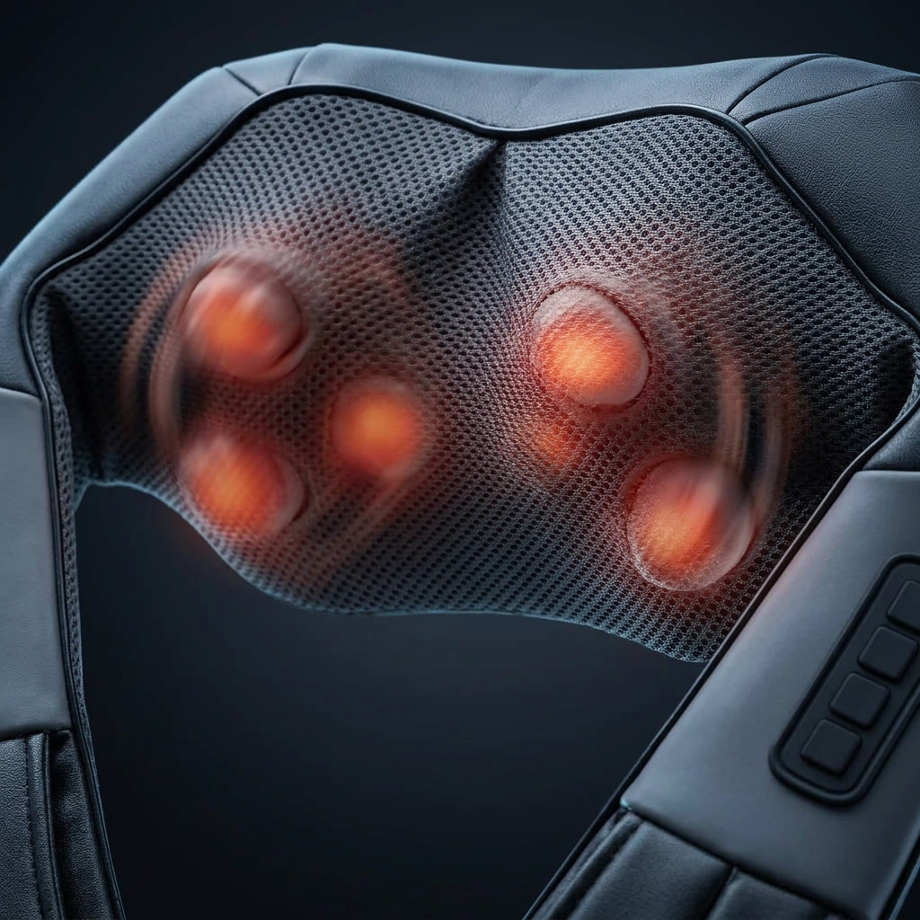Close-up of massage nodes glowing with gentle heat