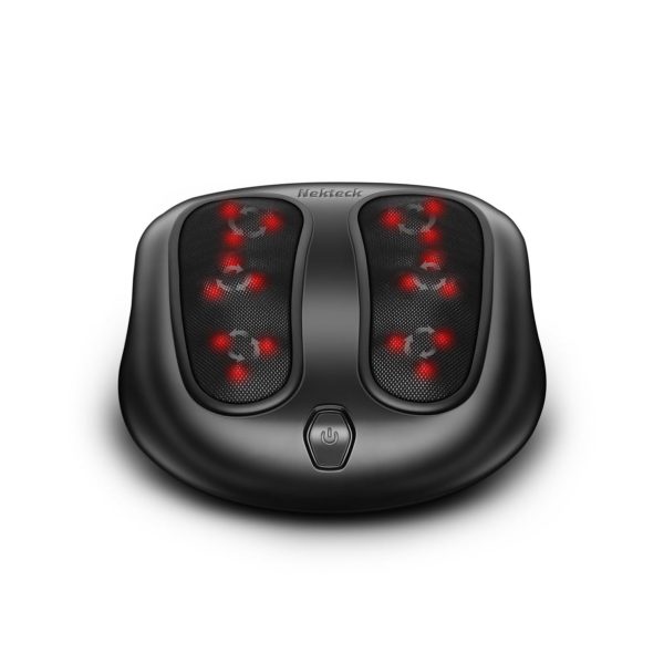 Nekteck Foot Massagers Black ergonomic shiatsu massager with 6 rotating heads and red heating lights for ultimate relaxation