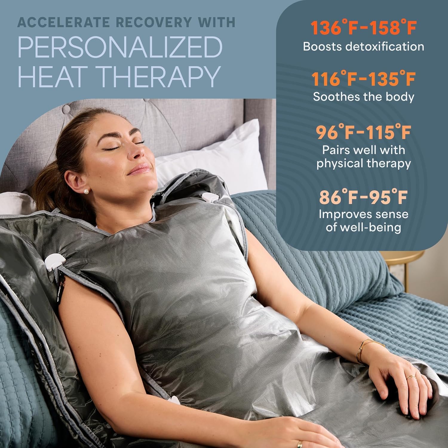 Lifepro Saunas BioRemedy Plus Infrared gray sauna blanket detoxifies and soothes the body with personalized heat therapy