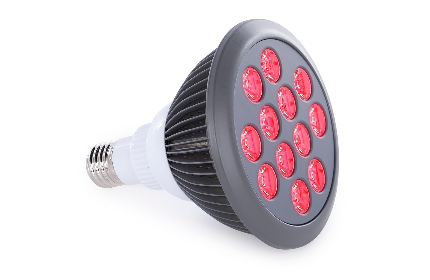 Hooga Light Therapy Bulb compact red near infrared panel with 12 LEDs and silver screw base