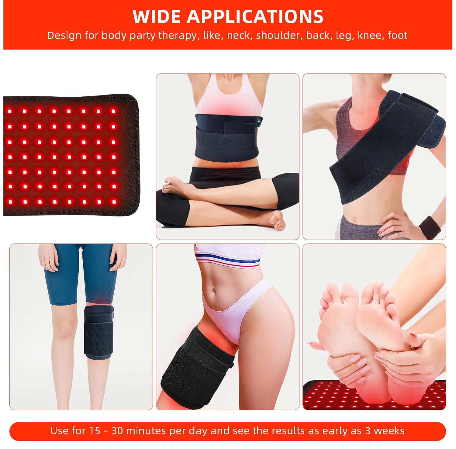 bonodave Red Light Therapy Pad for Body Back Knee Shoulder Hands Feet