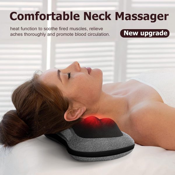 VIKTOR JURGEN Shiatsu Back Massager with Heat for Pain Relief Gray