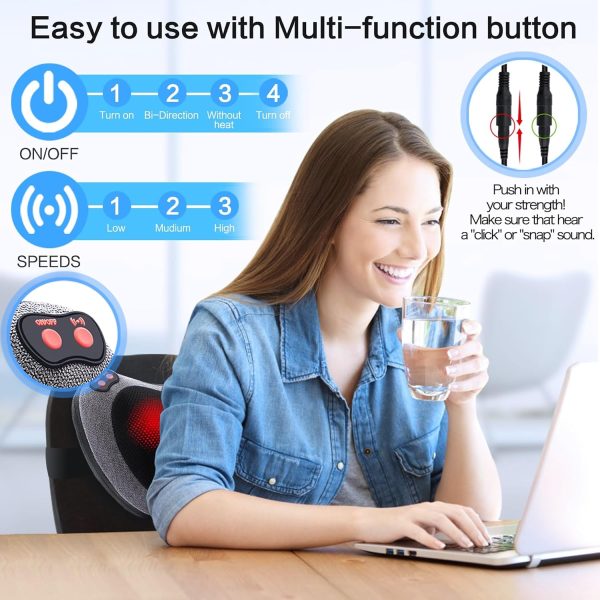 Papillon Back Massager with Heat Shiatsu Pillow for Body Pain Relief G