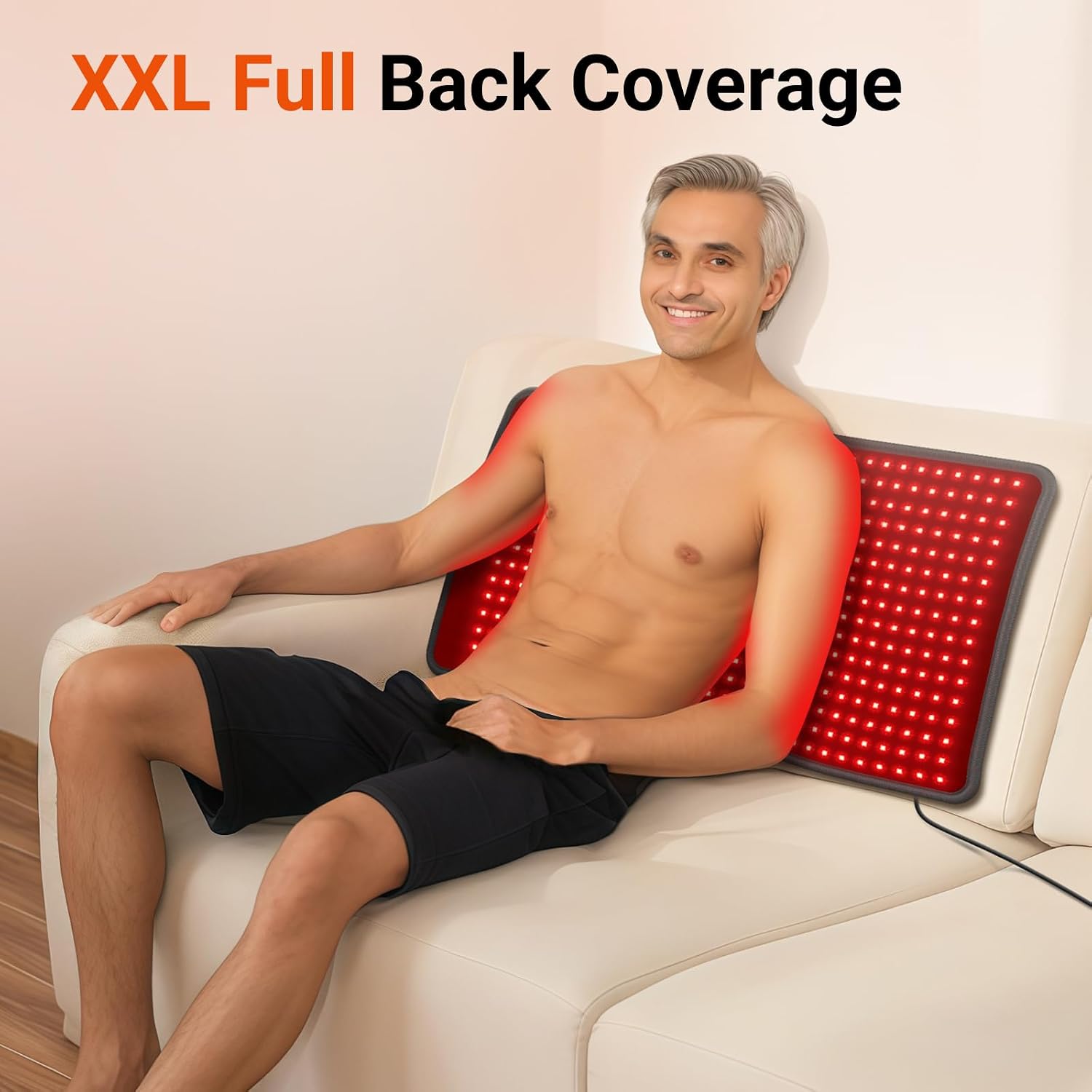 Comfytemp Light Therapy Mat XXL red light pad with 480 LEDs providing full back coverage for relaxation