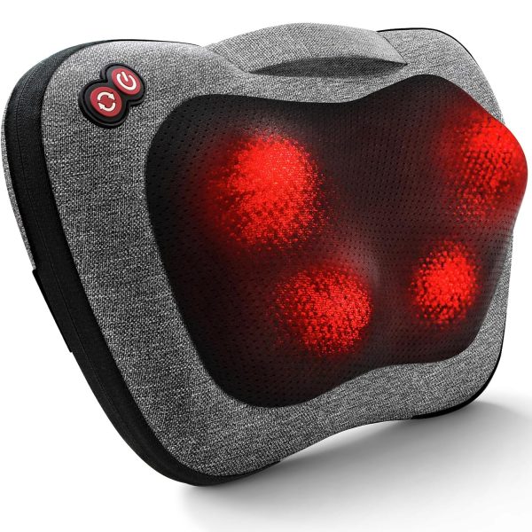 VIKTOR JURGEN Shiatsu Back Massager with Heat for Pain Relief Gray
