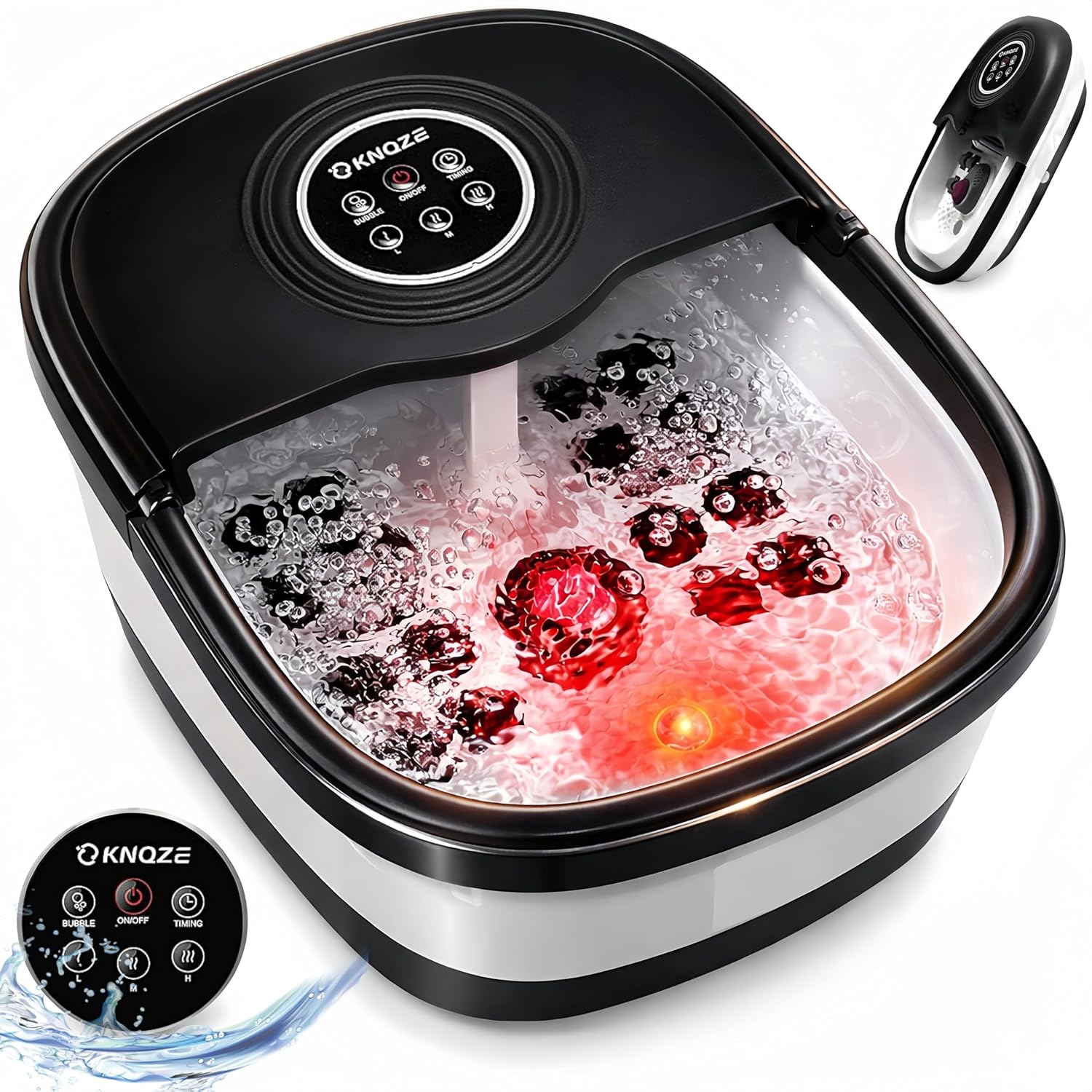 KNQZE Foot Baths Spas with bubble massage red light therapy and remote control