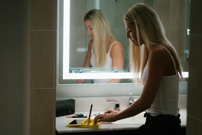 Calm self-care routine at home